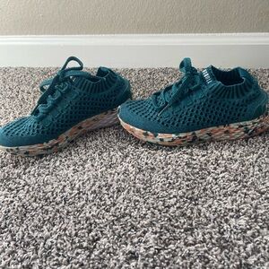 NOBULL Teal Knit Sneakers with Multicolor Sole